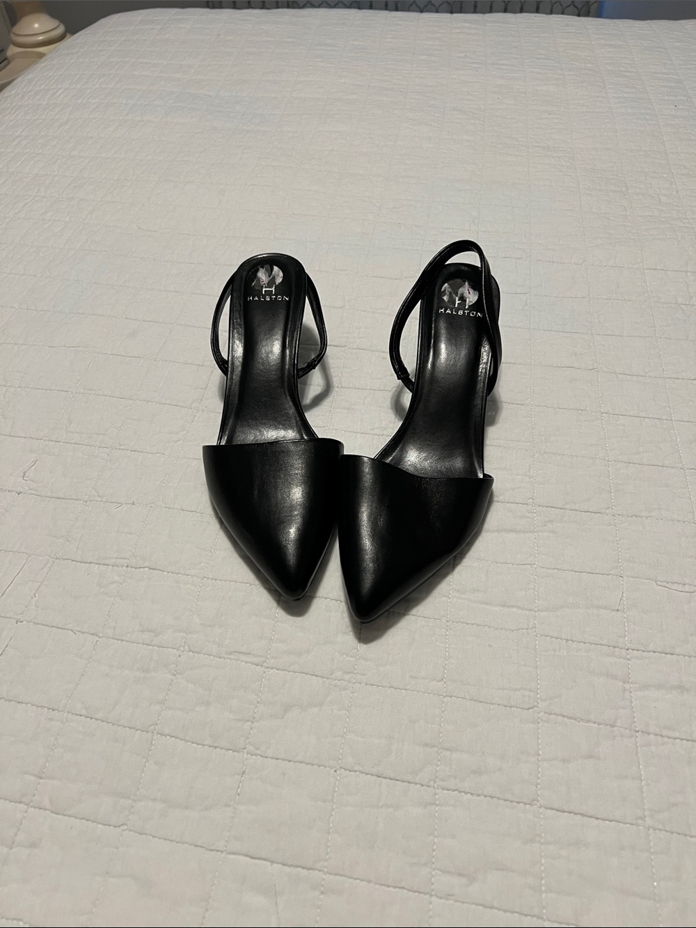 Halston Heritage Black Pointed-Toe Slingback Heels NEVER WORN